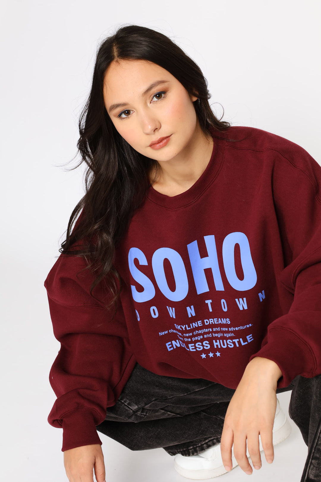 SOHO Downtown Crew Fleece Pullover - Burgundy