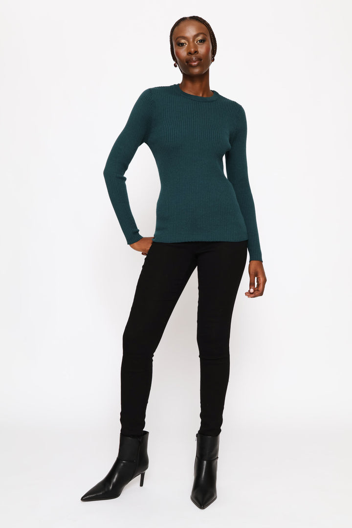 Plain Rib Pullover - Teal