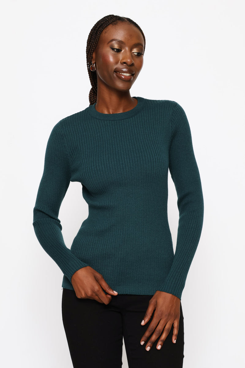 Plain Rib Pullover - Teal