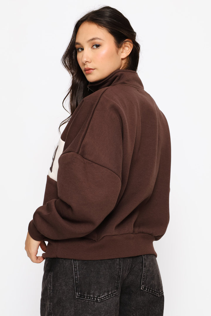 Quarter Zip BARCELONA Pullover - Mocha