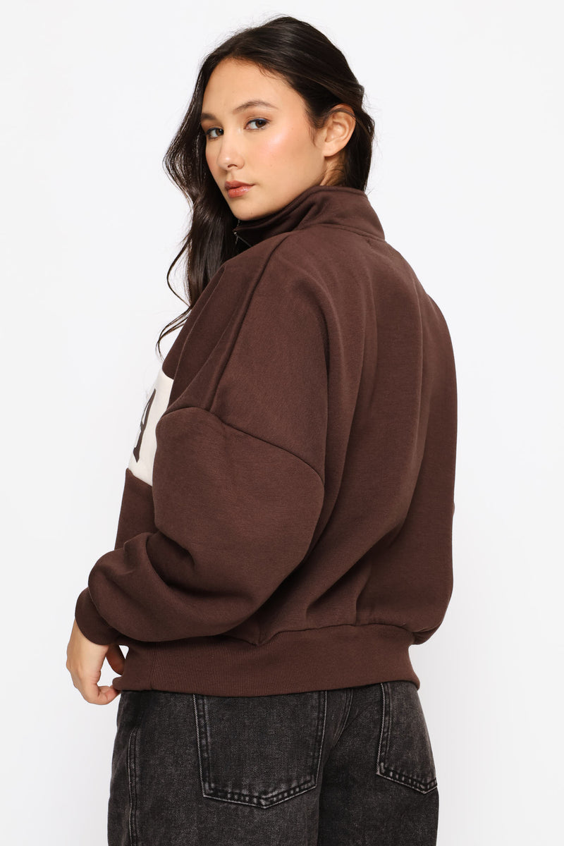 Quarter Zip BARCELONA Pullover - Mocha