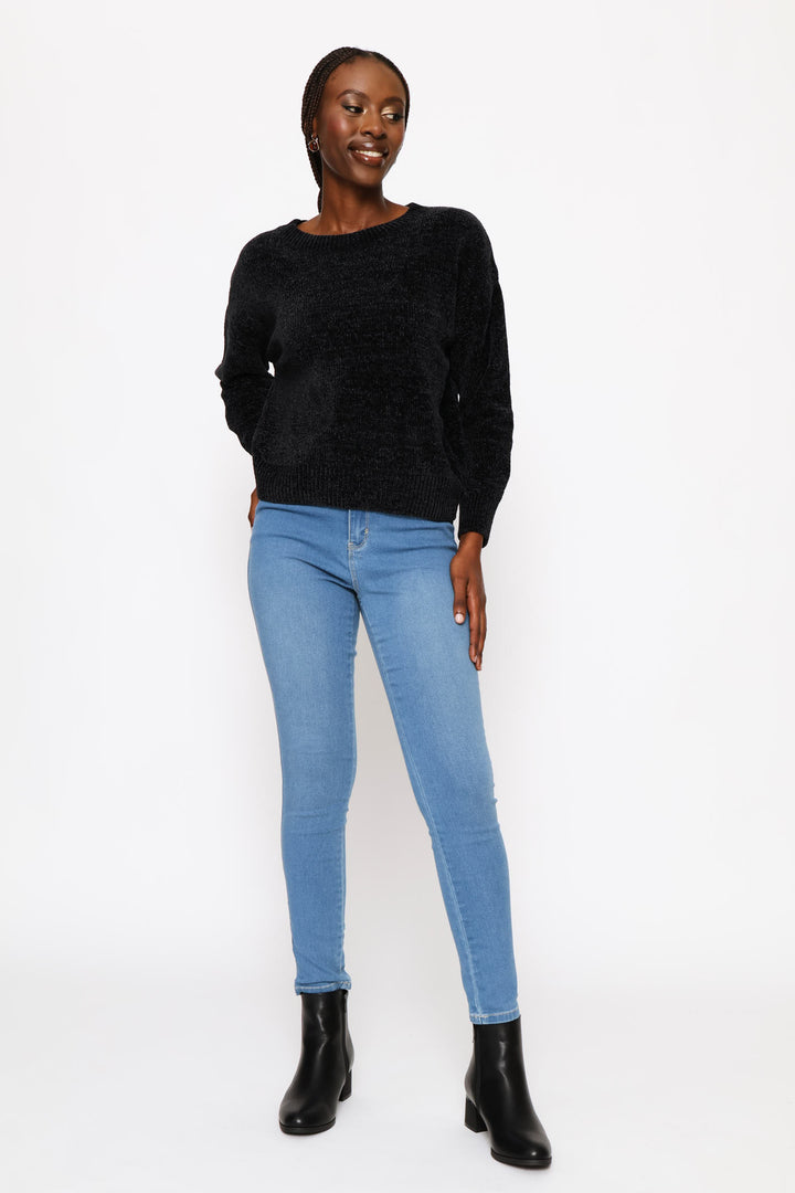 Chenille Pullover - Black