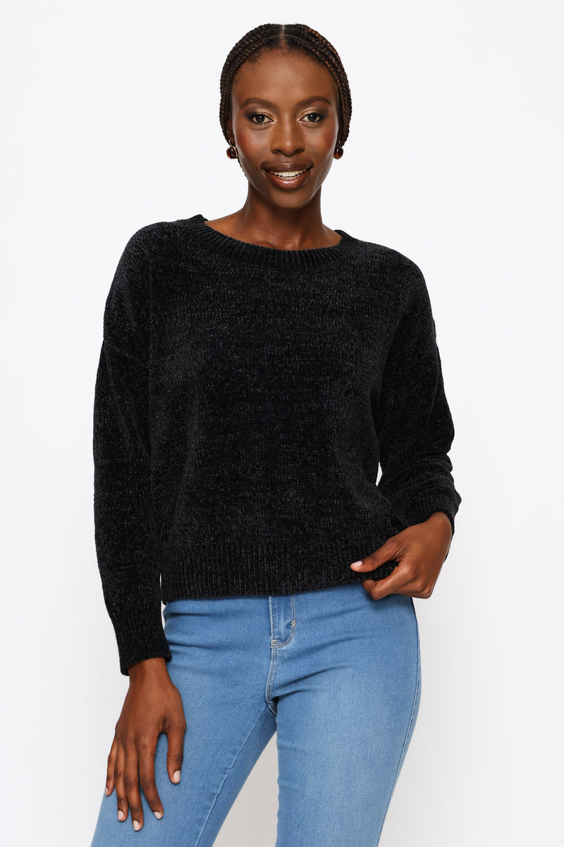 Chenille Pullover - Black