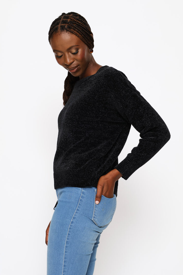 Chenille Pullover - Black