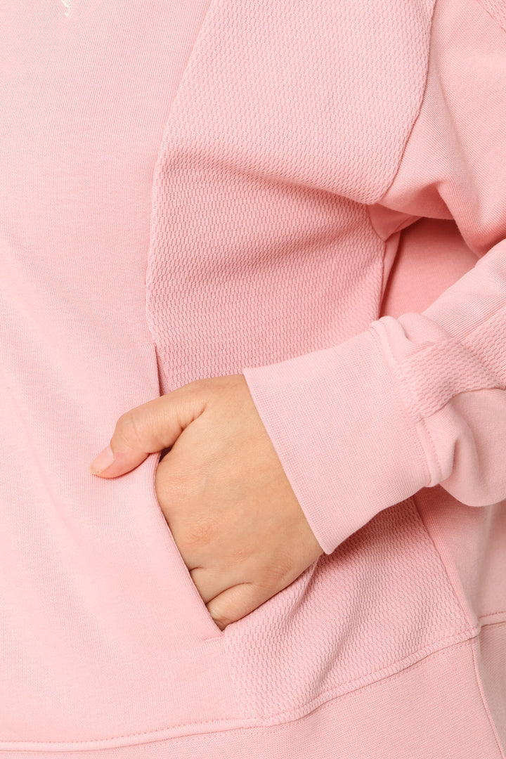 Relaxed Half-Zip Crew Top - Pink