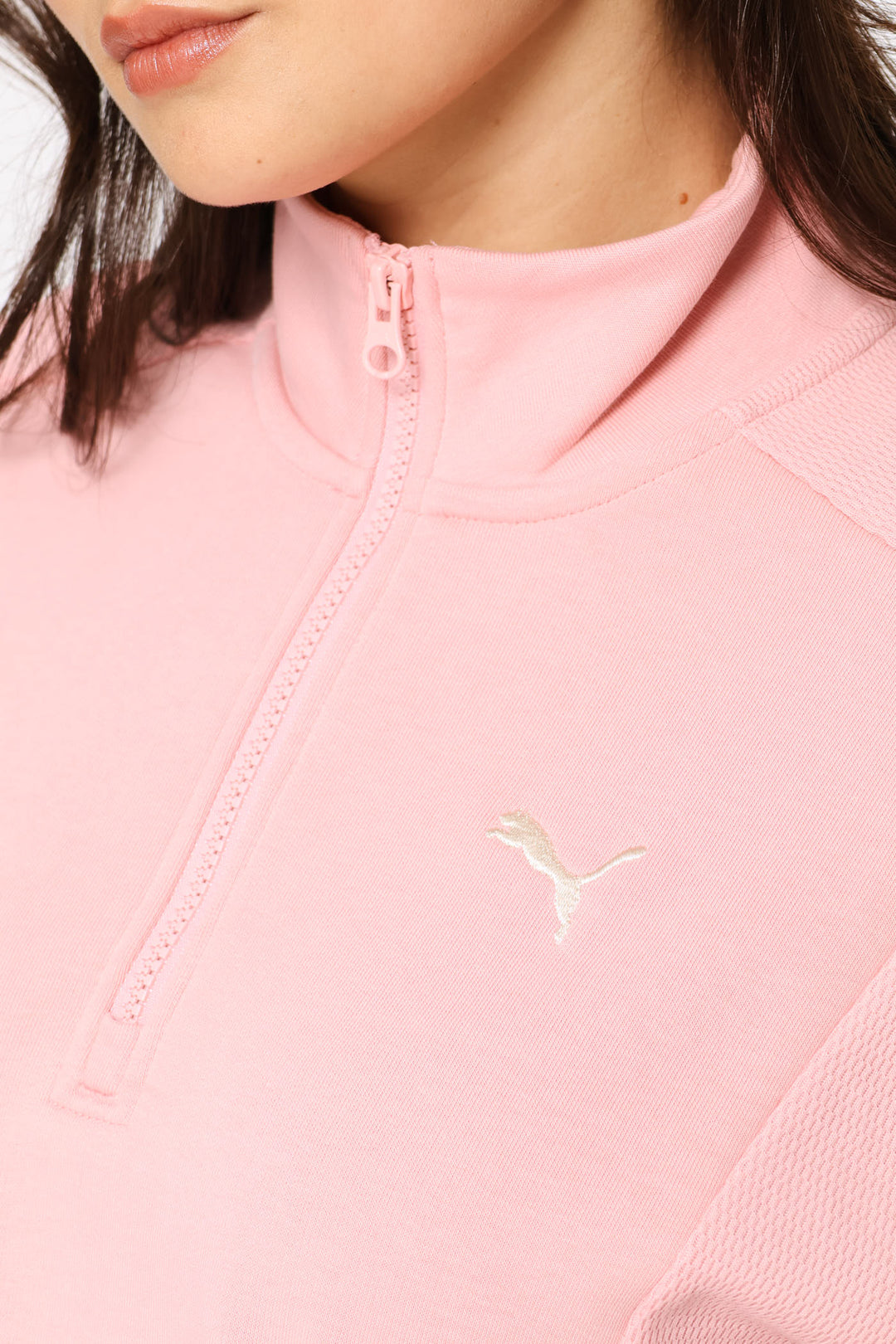 Relaxed Half-Zip Crew Top - Pink