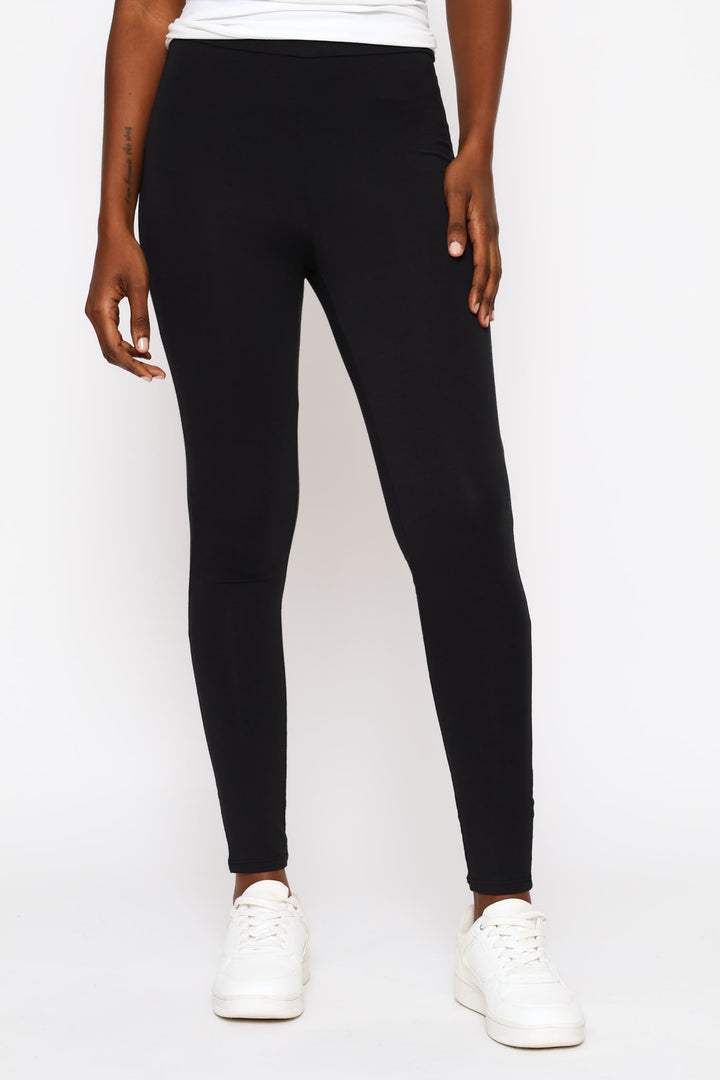 Wide Waistband Modal Legging - Black