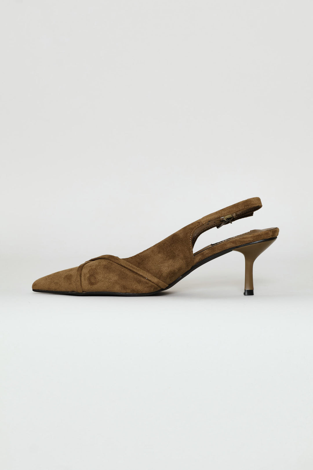 Cross Strap Mule Kitten Heel - Olive