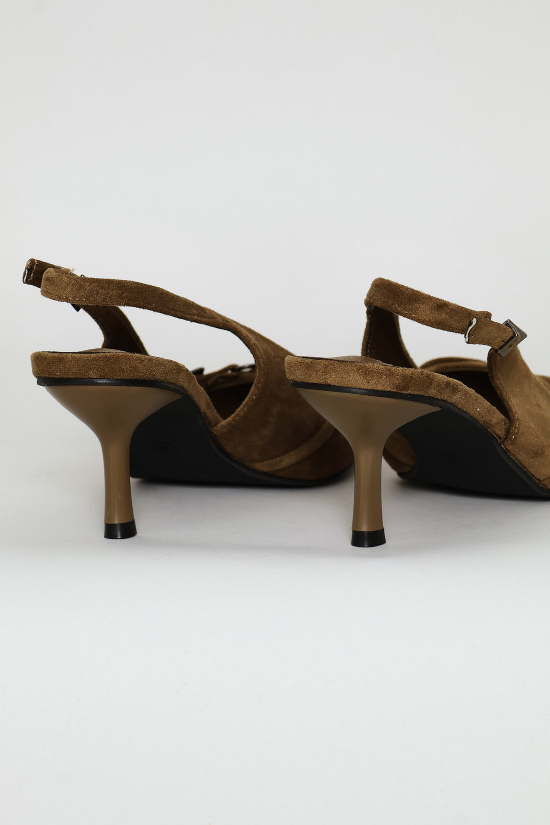 Cross Strap Mule Kitten Heel - Olive