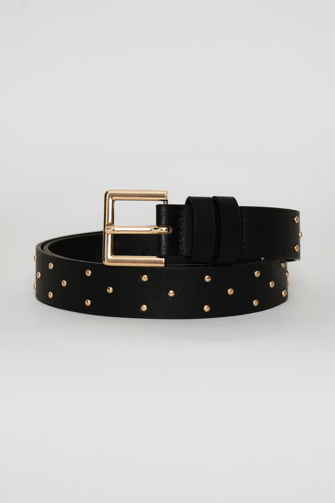 Gold Stud & Buckle Jean Belt - Black