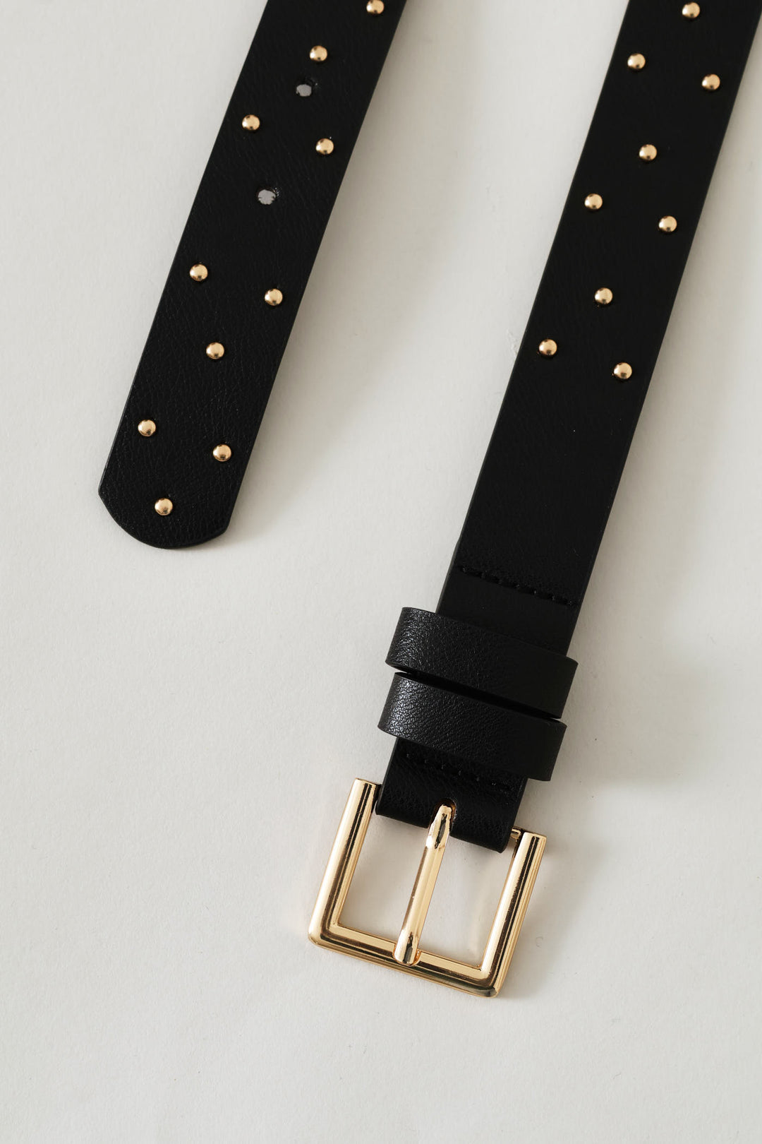 Gold Stud & Buckle Jean Belt - Black