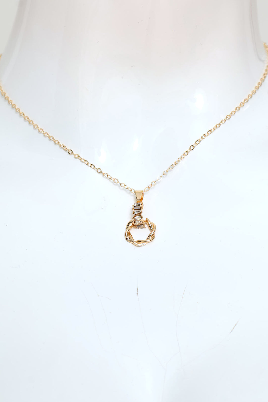 2 Pack Twisted Diamante Stud & Pendant Set - Gold