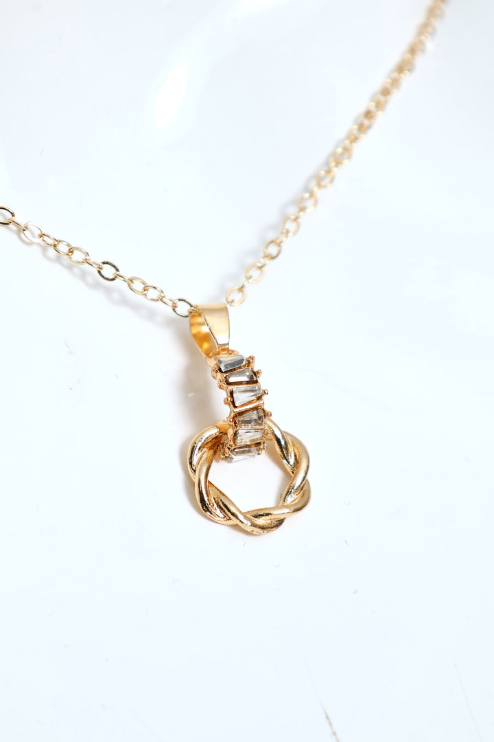 2 Pack Twisted Diamante Stud & Pendant Set - Gold