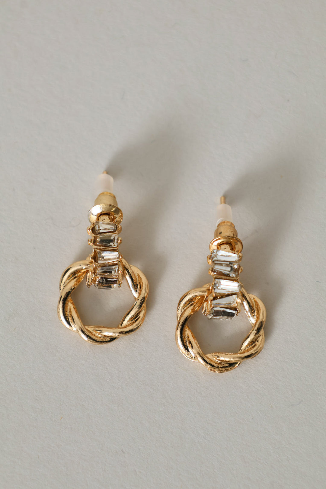 2 Pack Twisted Diamante Stud & Pendant Set - Gold
