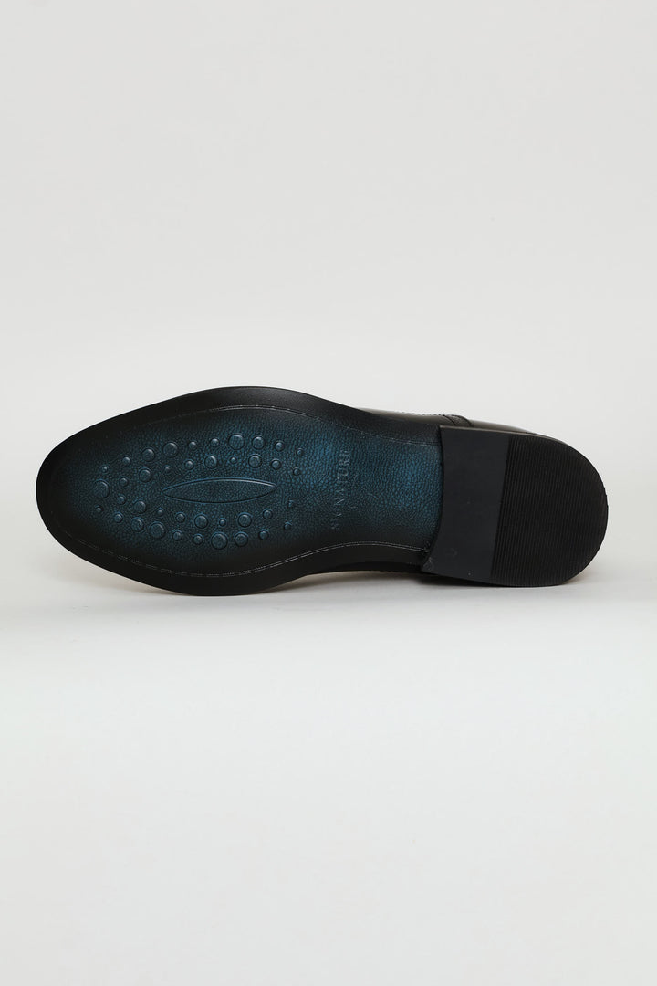 Toe Cap Detail Formal Lace Up Oxford Shoe - Black