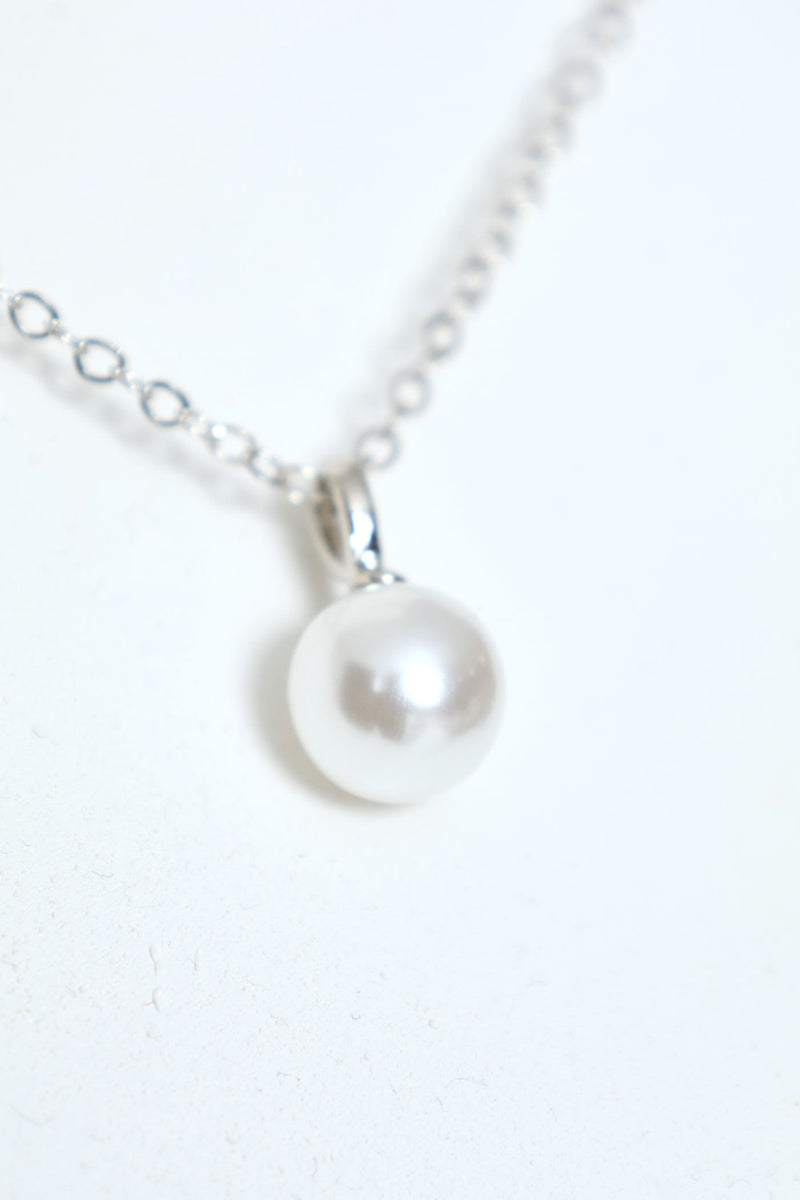 2 Pack Diamante Pearl Bead Stud & Pendant Set - Silver