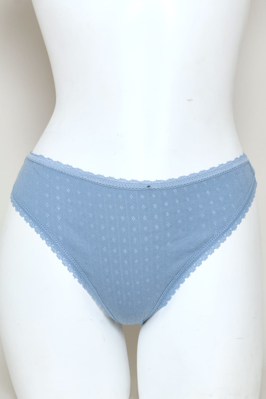 3 Pack Pointelle Thong Panties - Denim/Blue/White