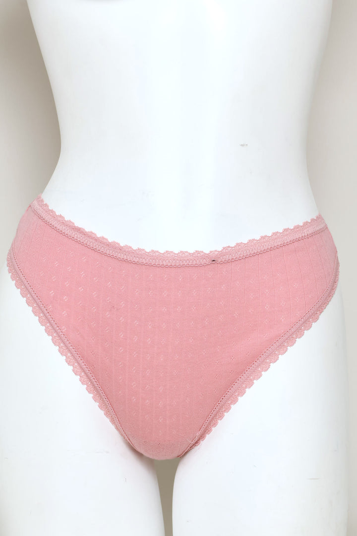 3 Pack Pointelle Thong Panties - Pink