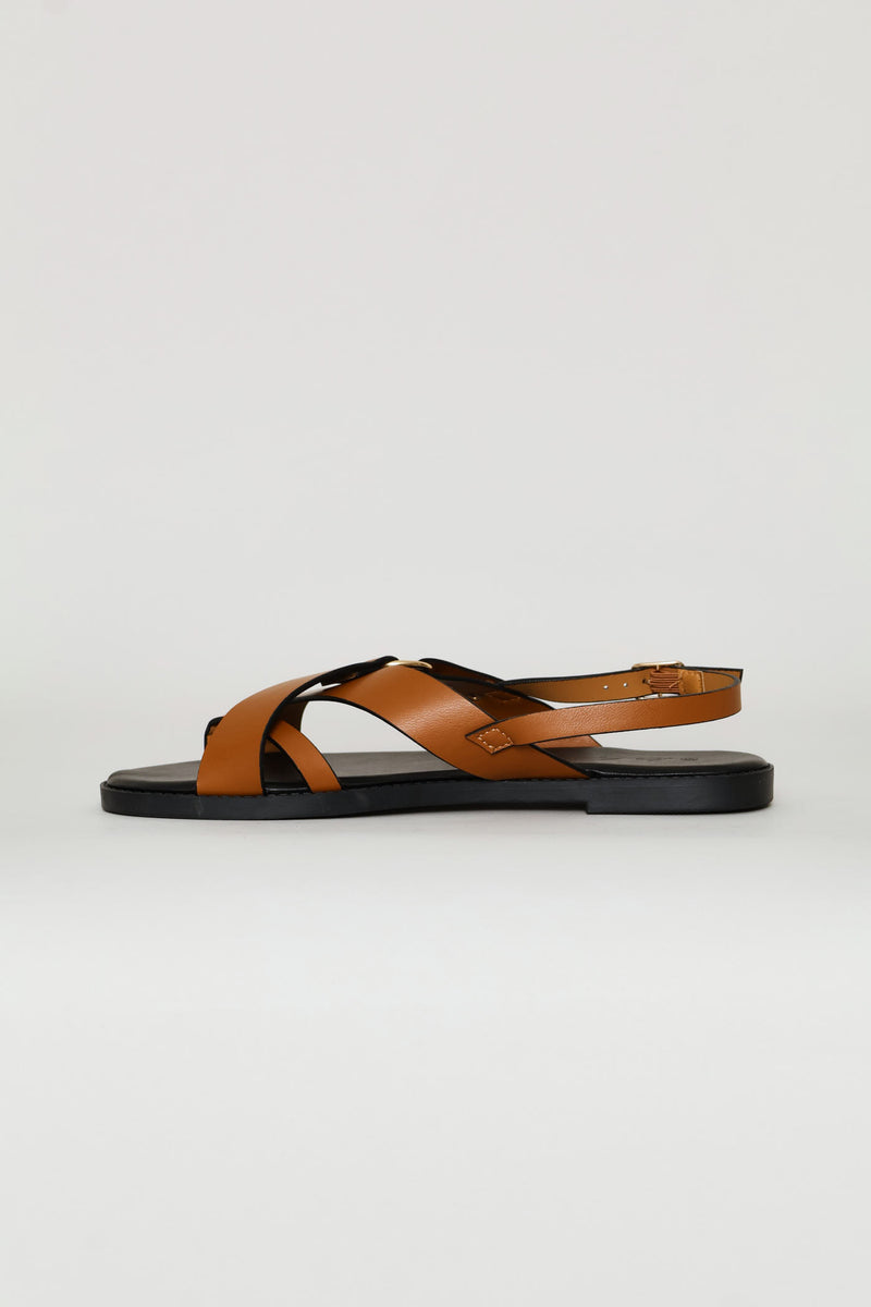 Slingback Crosstrap Toe Post Sandal - Tan