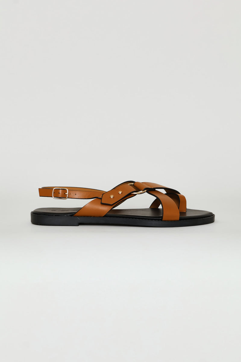 Slingback Crosstrap Toe Post Sandal - Tan