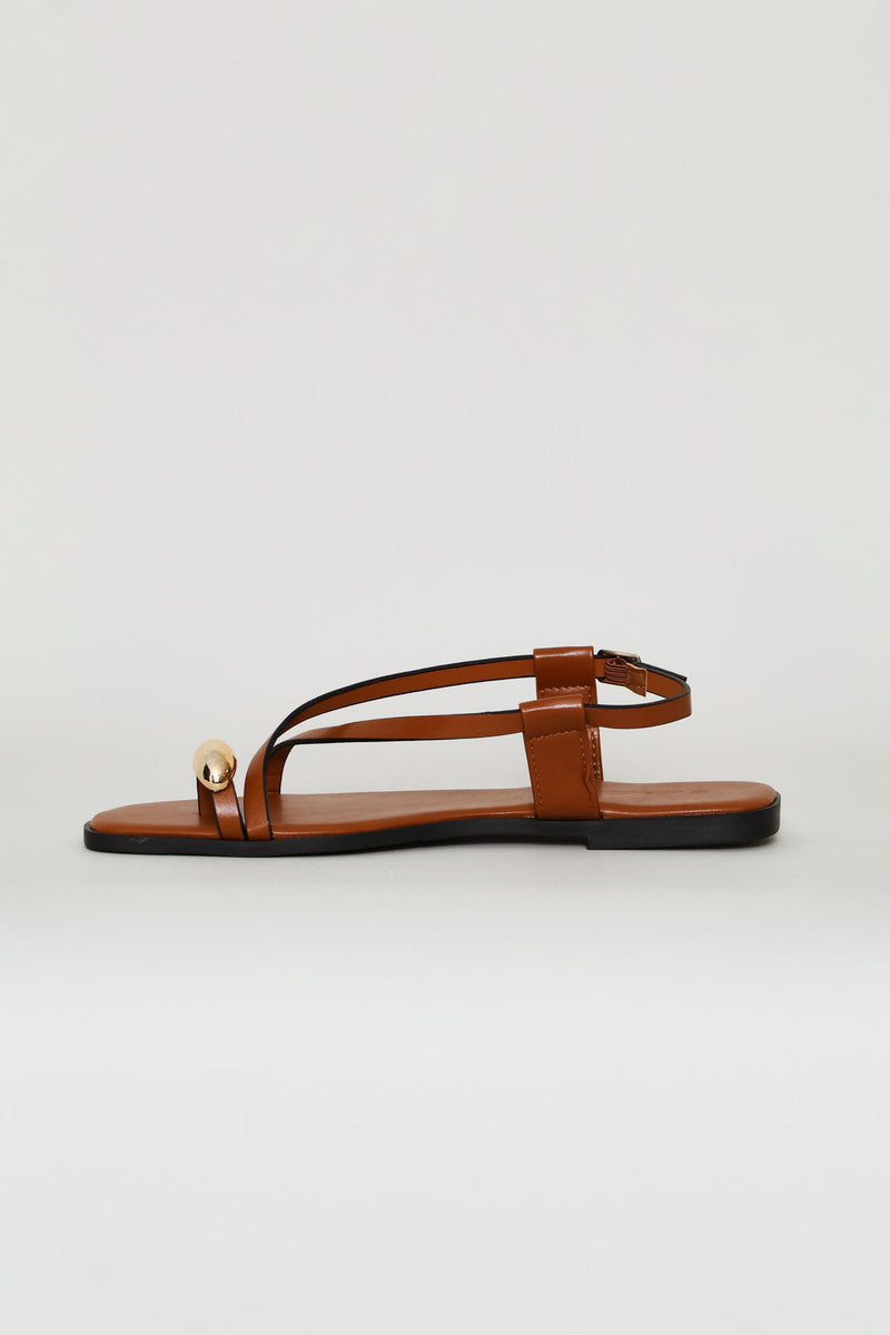 Crosstrap Detail Toe Post Sandal - Tan