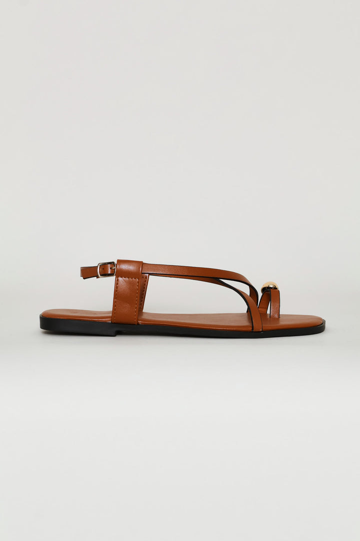 Crosstrap Detail Toe Post Sandal - Tan