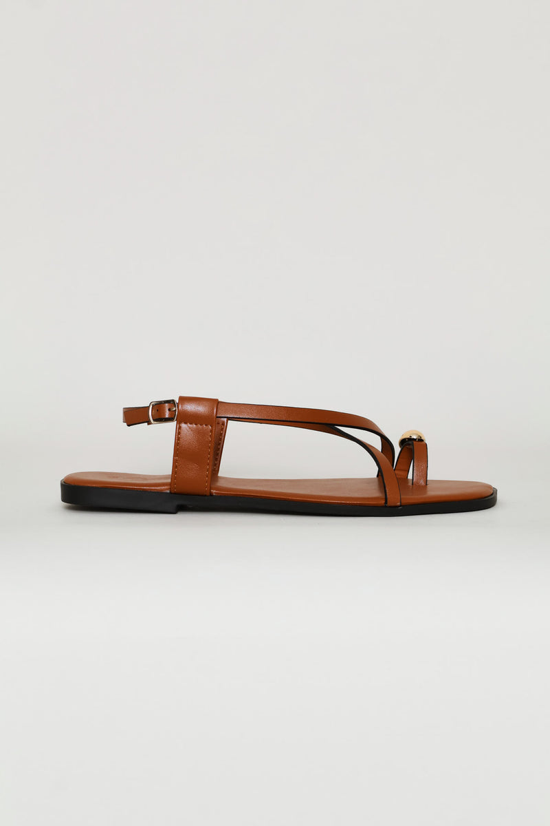 Crosstrap Detail Toe Post Sandal - Tan
