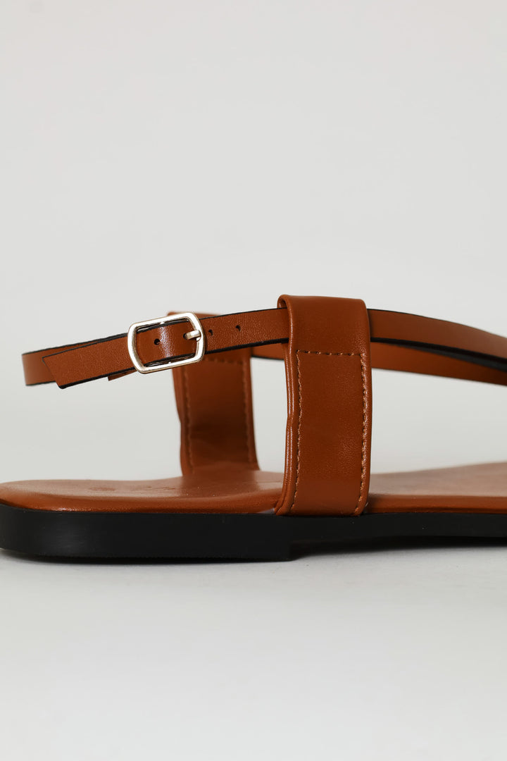 Crosstrap Detail Toe Post Sandal - Tan