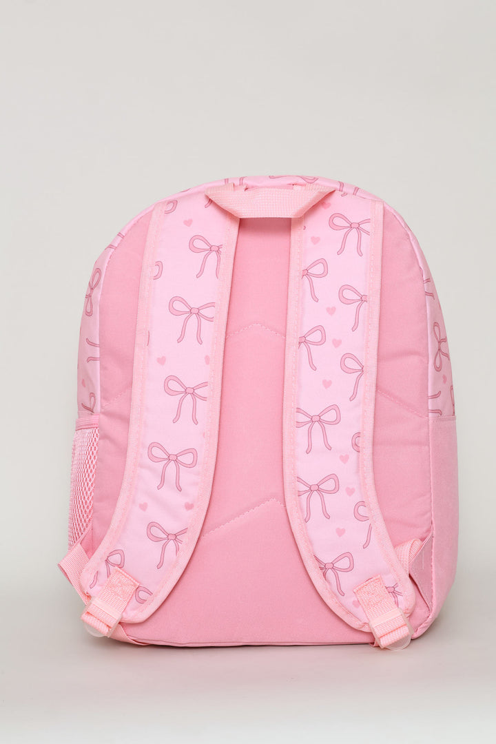 Girls Print Bows Backpack - Pink