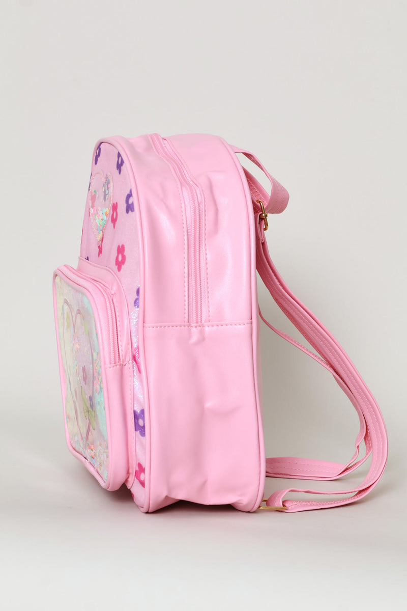 Pre-Girls Flowers & Hearts Backpack - Pink
