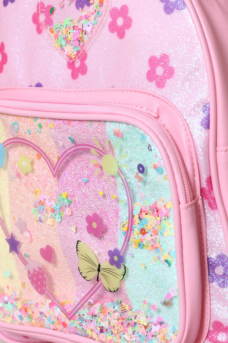 Pre-Girls Flowers & Hearts Backpack - Pink