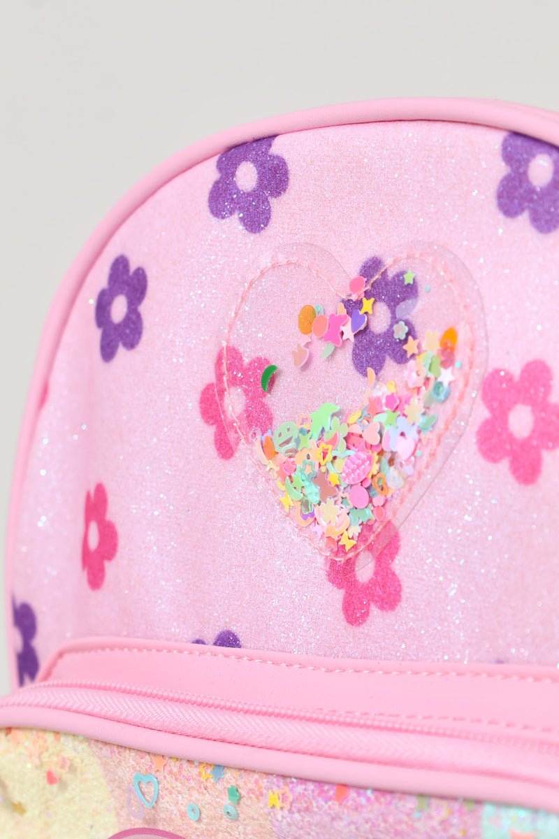Pre-Girls Flowers & Hearts Backpack - Pink