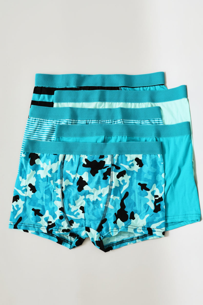 Boys 5 Pack Printed Camo Boxers - Green
