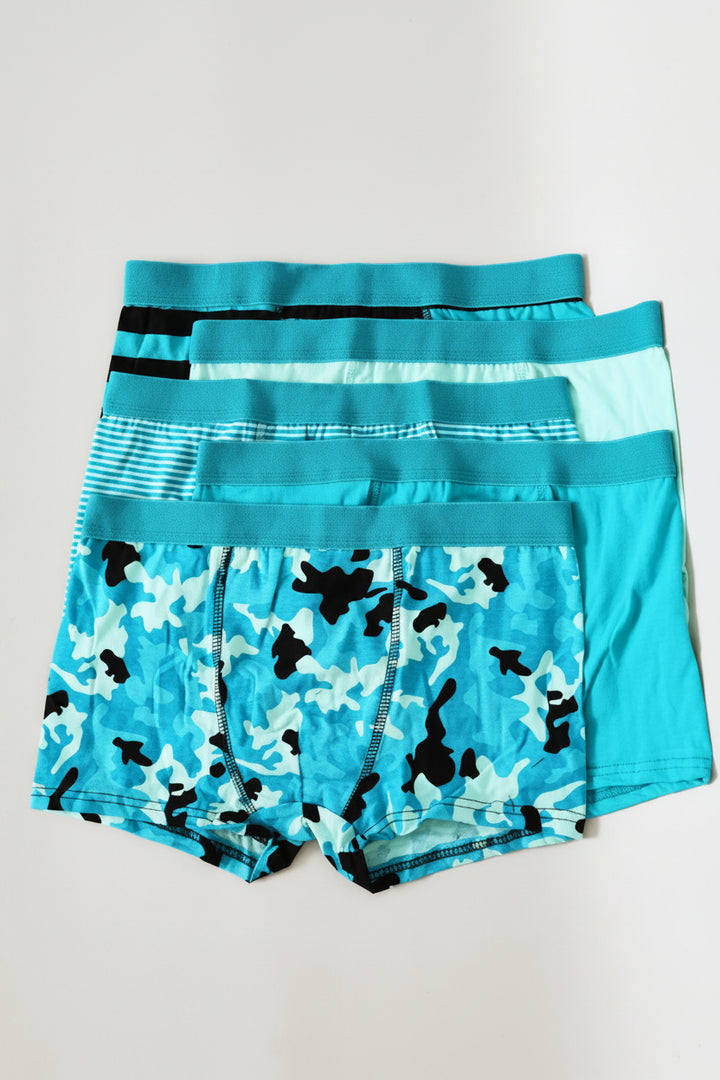 Boys 5 Pack Printed Camo Boxers - Green