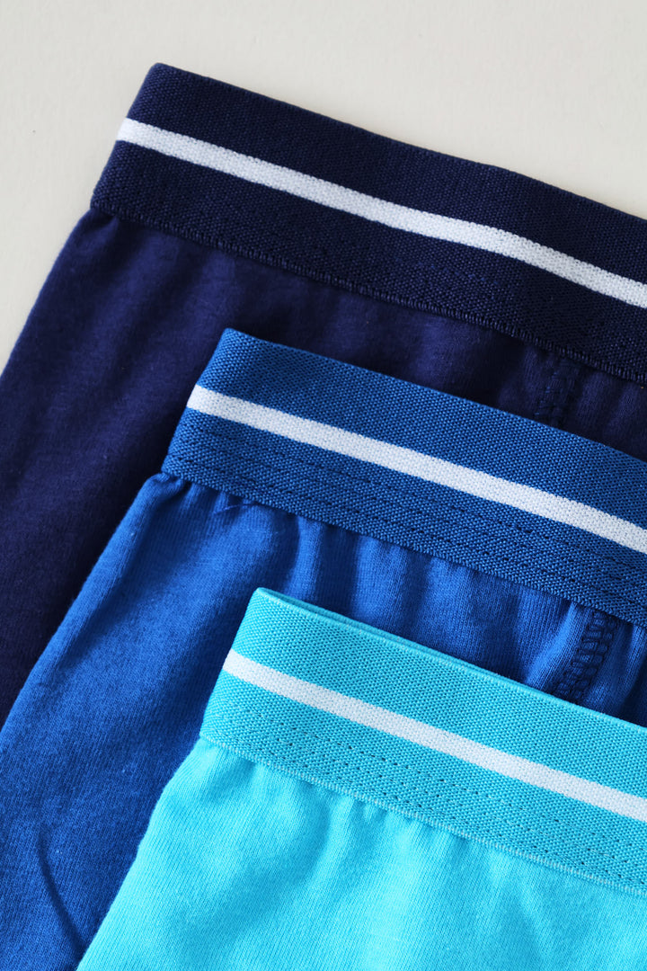 Boys 3 Pack Plain Boxers - Blue