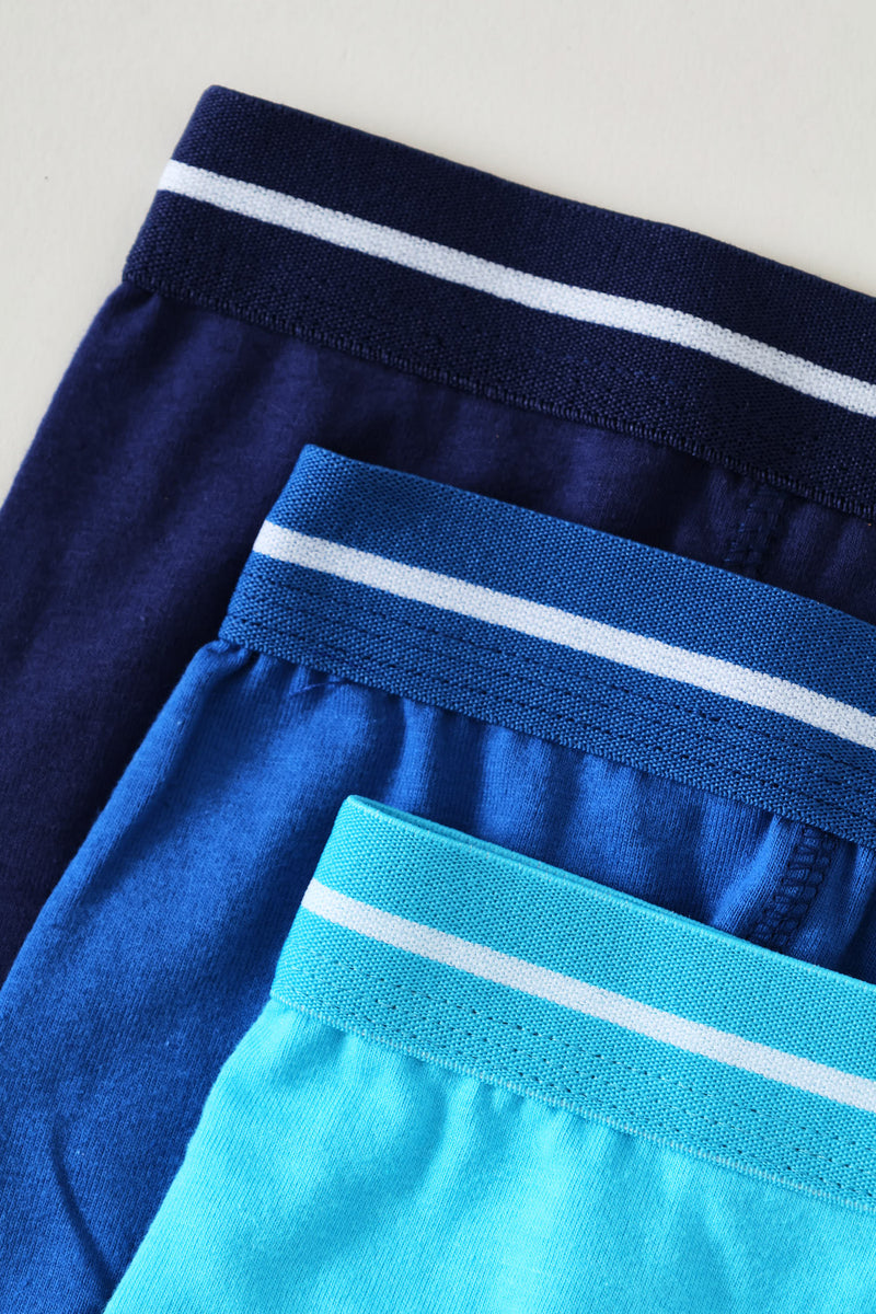 Boys 3 Pack Plain Boxers - Blue