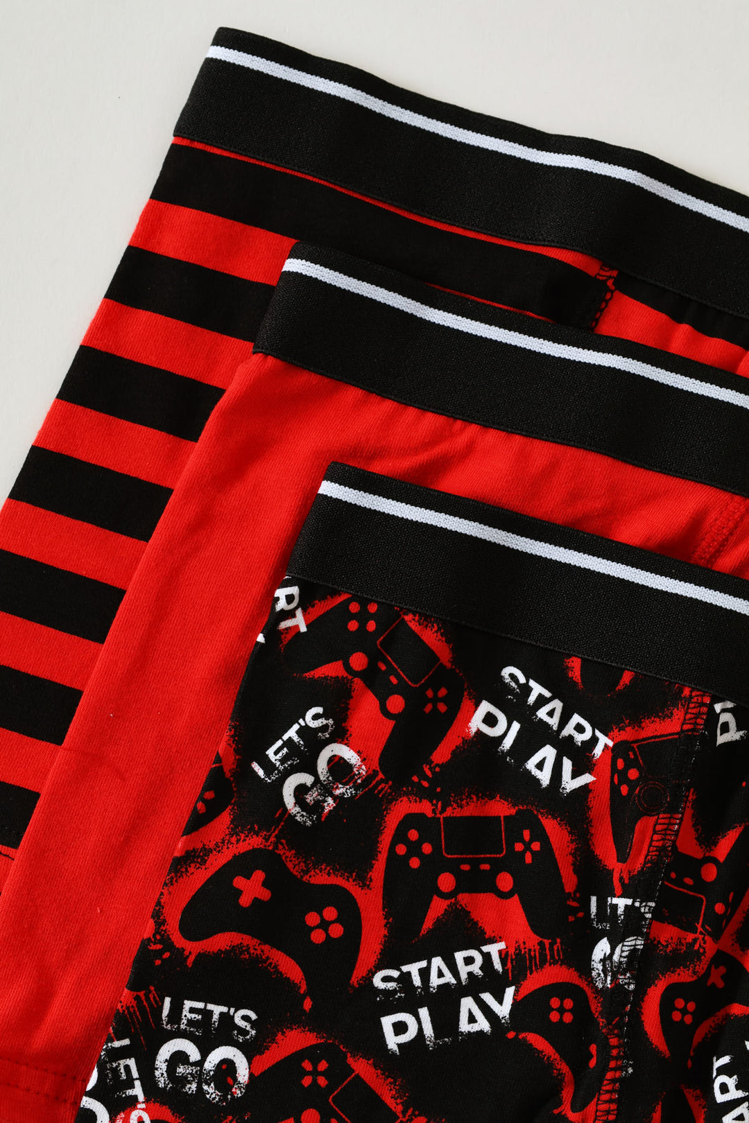 Boys 3 Pack Printed Gamer Boxers - Red
