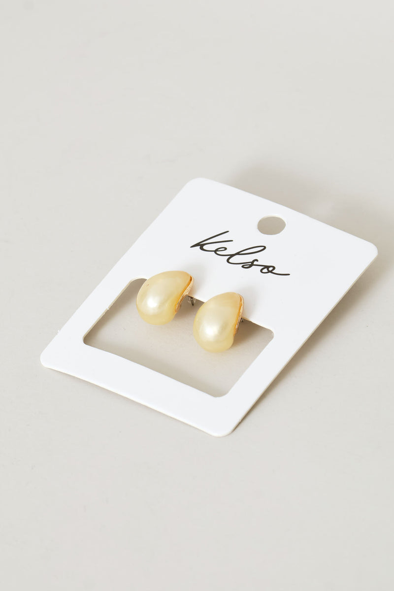 Resin Drop Stud Earings - Gold