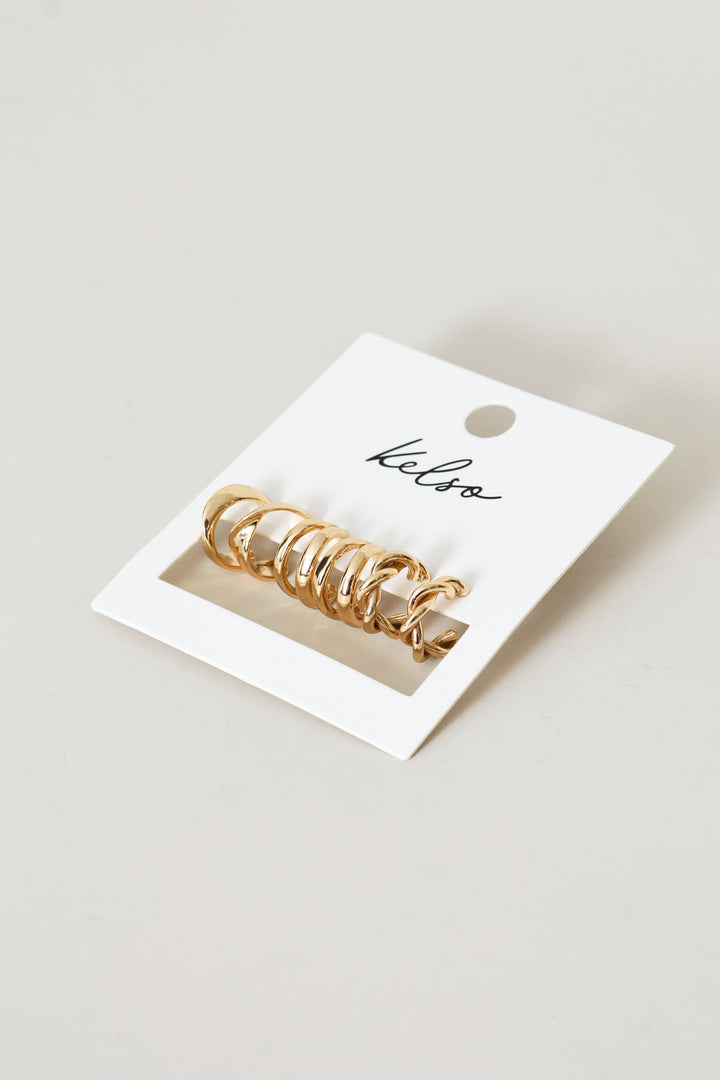 3 Pack Small Hoop Earrings - Gold