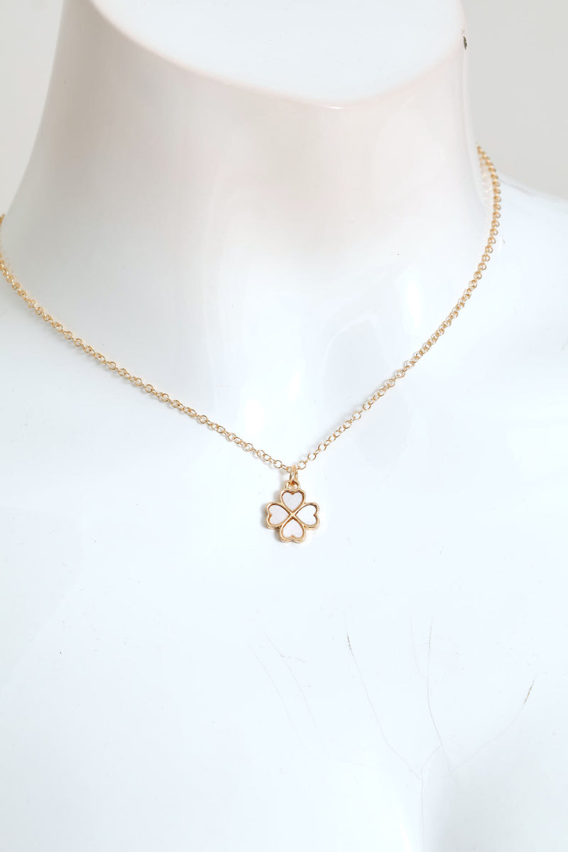 2 Pack Floral Mother Of Pearl Stud & Pendant - Gold