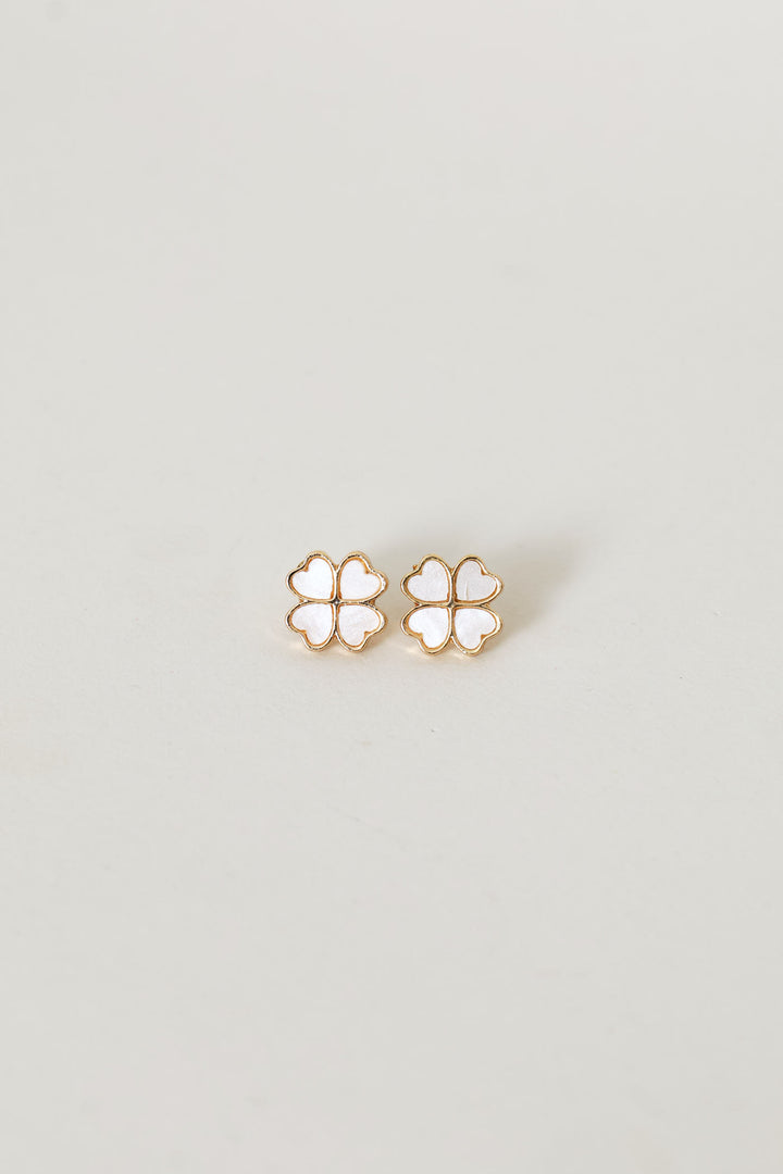 2 Pack Floral Mother Of Pearl Stud & Pendant - Gold
