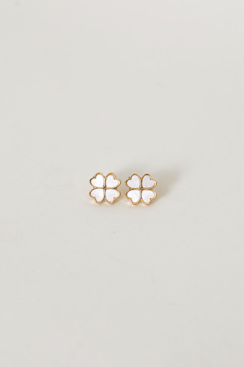 2 Pack Floral Mother Of Pearl Stud & Pendant - Gold