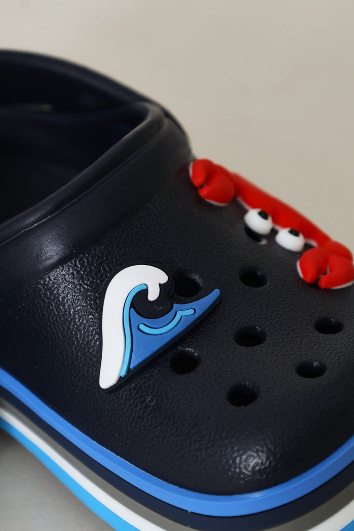 Baby Boys Sea Stripe Clog - Navy
