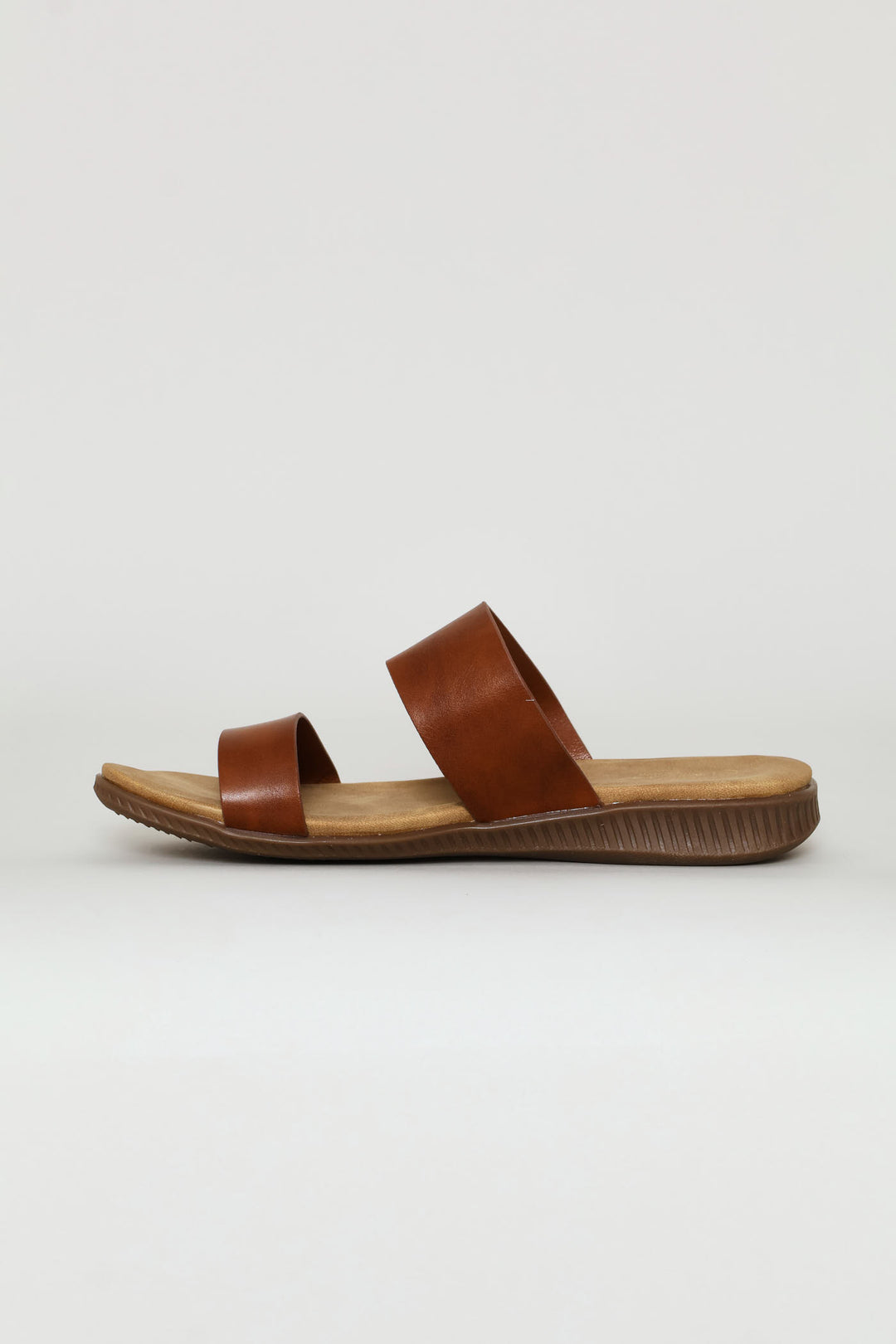 Gold Trim Double Band Croc Mule Sandal - Tan