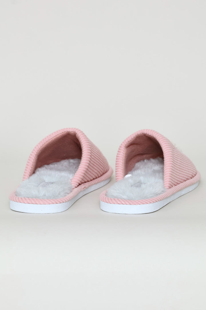 Corduroy Lamb Embroidered Slipper - Mink