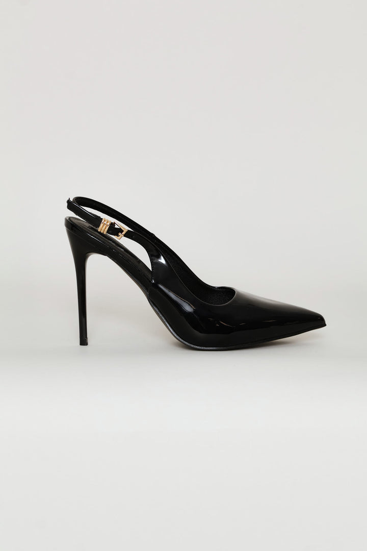 Patent Slingback Stiletto Heel - Black
