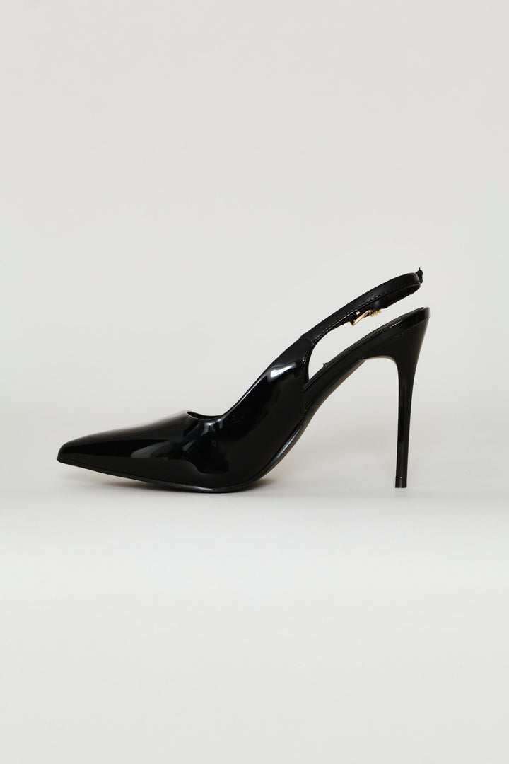 Patent Slingback Stiletto Heel - Black
