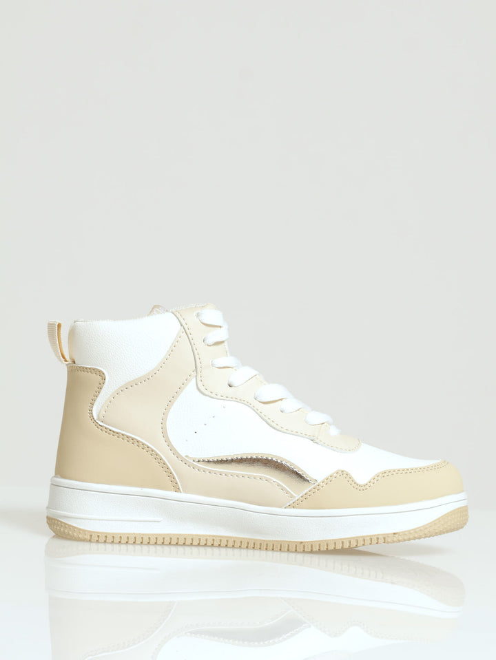 Girls Natural Gold Hi-Top Sneaker