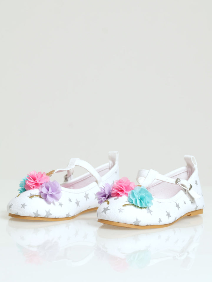 Pre-Girls T-Bar Unicorn Pumps - White