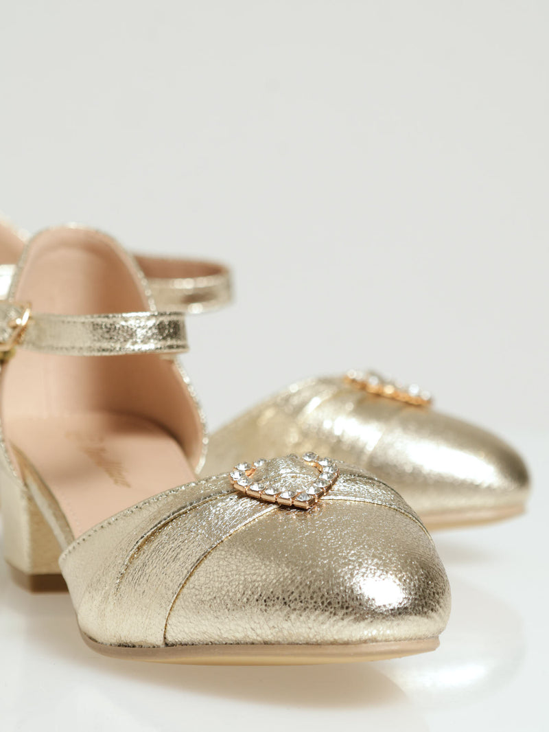 Girls Gold Occassion Heel